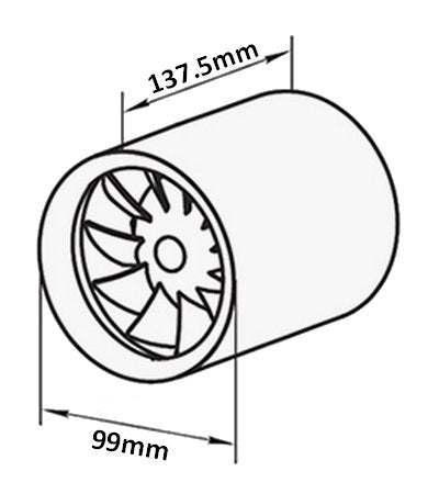 SKS24 duct insert fan soundless turbine 100mm, with timer and ball bearing motor.