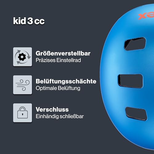 uvex kid 3 cc - sturdy bike helmet for kids - individual size adjustment - optimized ventilation - blue matte - 51-55 cm