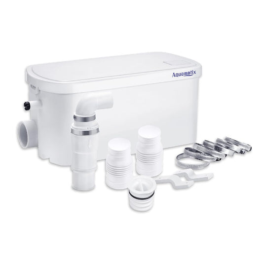 Aquamatix Shower Pump 250W Lifting unit Compact Drainage pump, Waste water pump 8m Vertical pump distance 100L/min for showers and sinks 2 inlets