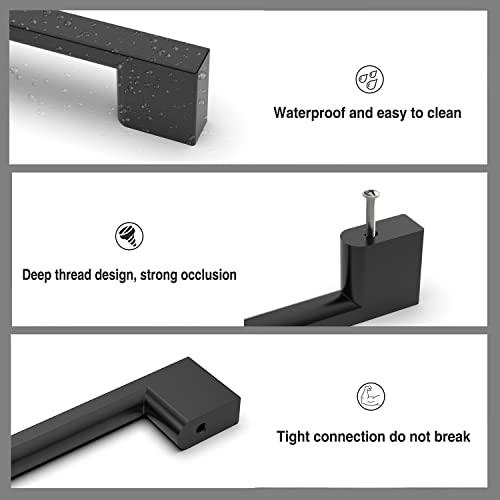 Amerdeco 8 Piece Furniture Handles Black 192mm Hole Spacing Drawer Handles for Kitchen Cabinets Cabinet Handles Drawer Pulls Door Handles for Kitchen Cabinets Wardrobe UK0036