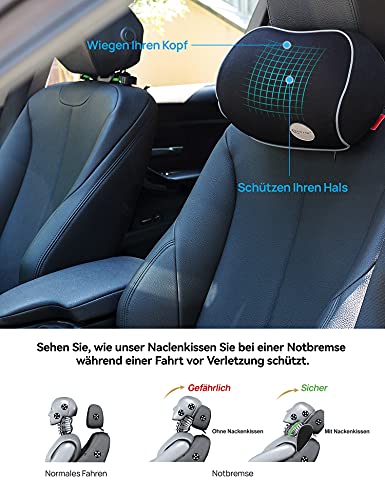 Travel Ease back cushion and neck pillow for car/vehicle Memory foam Orthopedic Design Car Seat Cushion for back pain relief (Black)