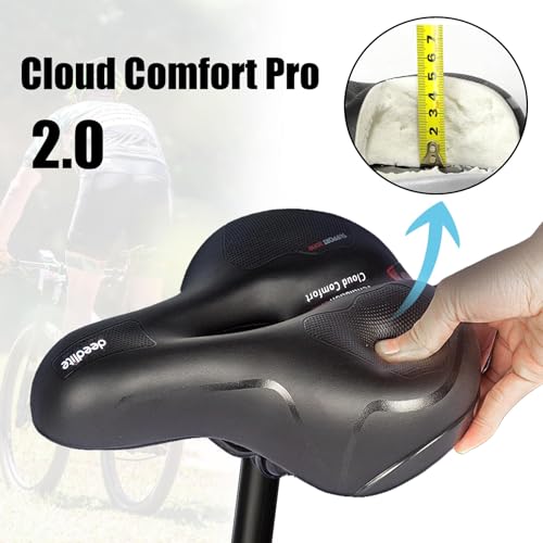 Bicycle saddle Cloud Comfort Pro Max - Finally Pain-Free Cycling Comfortable Soft Memory Foam Bike Seat With Red Warning Stripe City Bike Seats Mountain Bike Saddles with Suspension