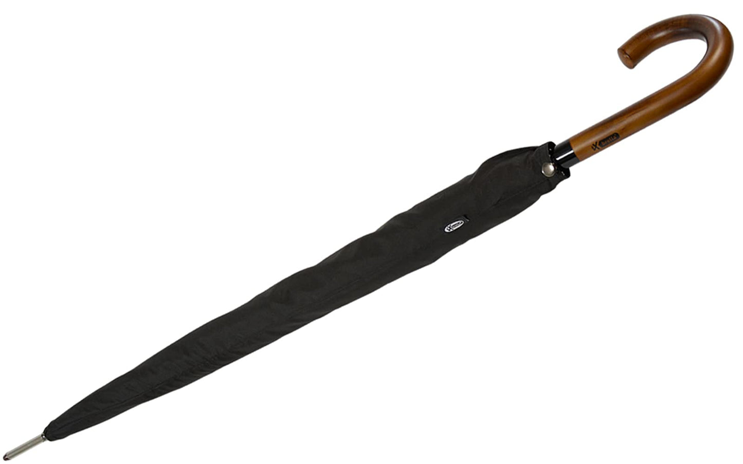 iX-brella men's automatic umbrella with genuine wood crook handle in black
