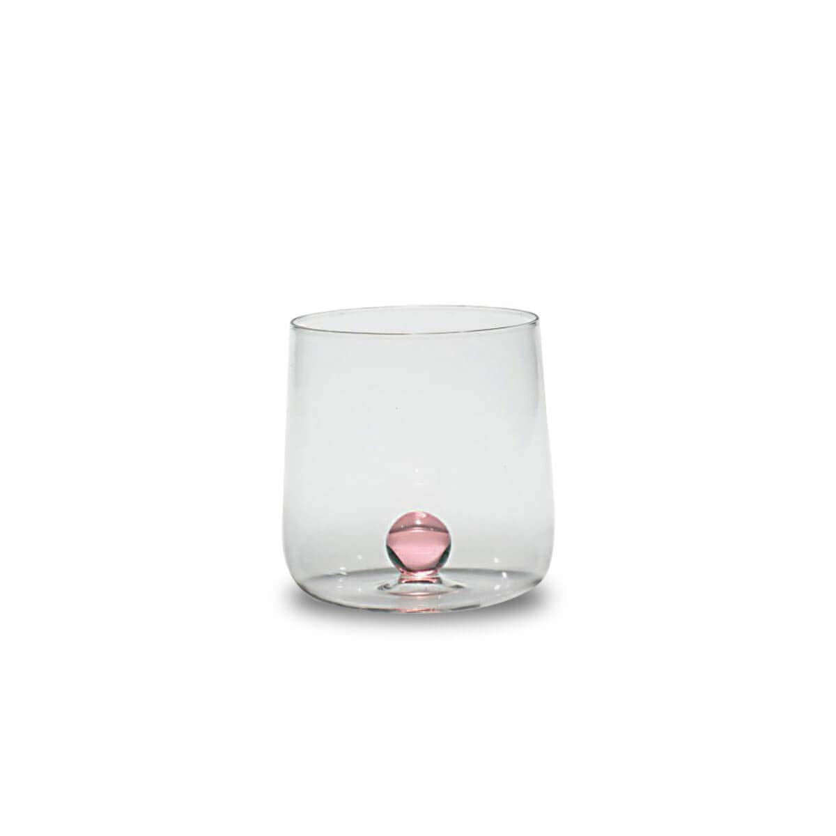 Saffron Bilia Tumbler Set 6 water glasses clear with ball in 6 different colors.