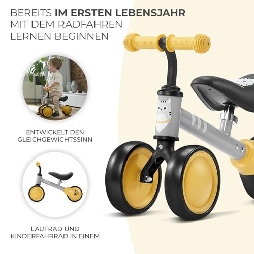 Children's Ride-On CUTIE, balance bike, kids' bike, pedal-free bike, tricycle, made of metal, modern design, secure construction, for children ages 1 and up, honey color.