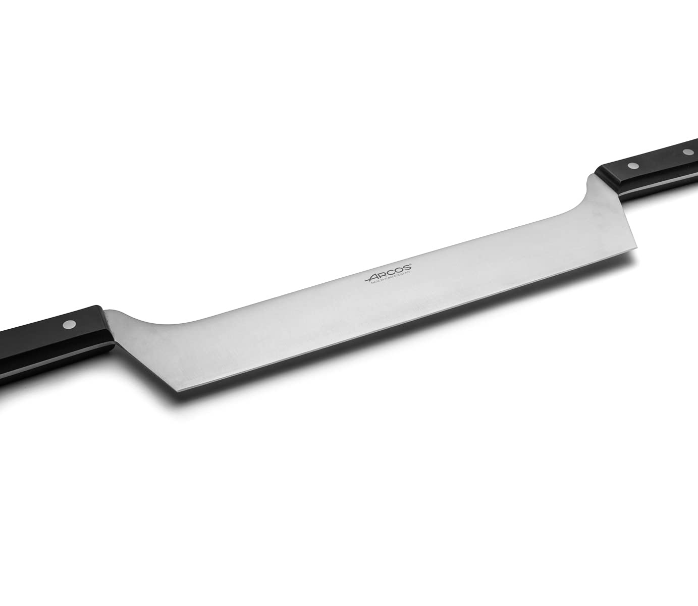 Arcos Universal Professional Cheese Knife 290mm with 2 handles, made of stainless steel and Polyoxymethylene handle, dishwasher safe, color black