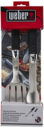 Weber-Stephen 6645 compact 2-piece grill tool set, stainless steel, black