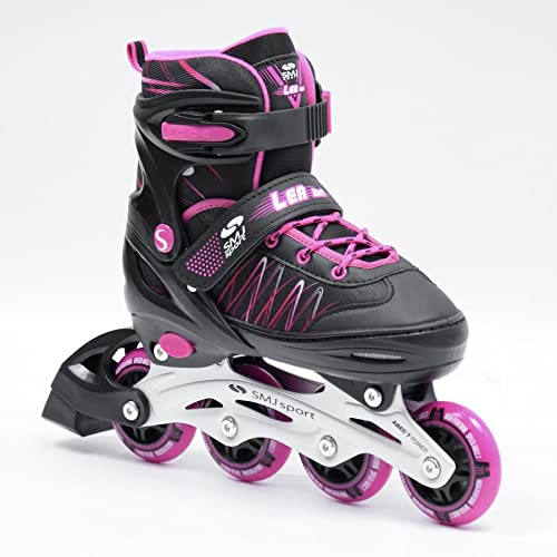 SMJ sports Kids Girls 2IN1 Inline Skates Ice Skates Adjustable Inline Skates ABEC7 LEA
