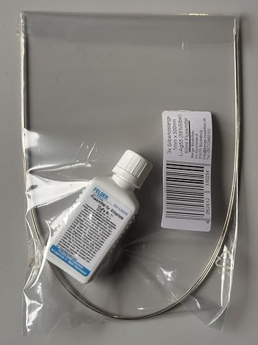10 silver solder 1mm with flux 50ml for hard soldering. Silver hard solder with 55% silver content L-Ag55Sn. Silver solder rods 500mm long.