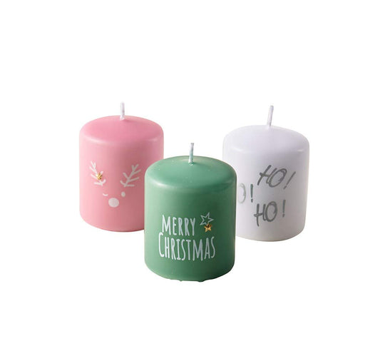 Small Christmas candles in a set - 12 pieces - Candle set with inscriptions & motifs - Christmas decoration (Christmas Mix 2)