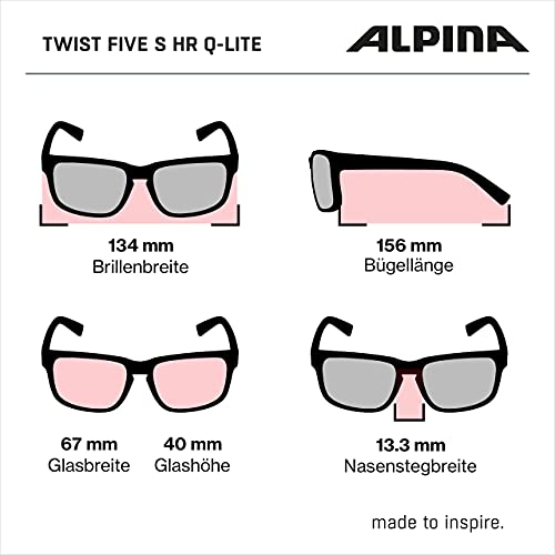 ALPINA TWIST FIVE S HR Q-LITE - Mirrored, contrast-enhancing & fog-free sports & cycling glasses with 100% UV protection for adults, white matte, One Size