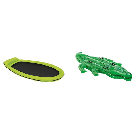 Intex 58836EU Mesh Mat - Inflatable Water Hammock - 178 x 94 cm - Assorted Colors & Giant Gator Ride-On - Inflatable Pool Float - 203 x 114 cm