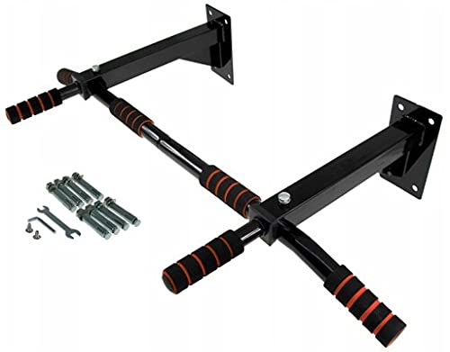 Retoo pull-up bar wall-mounted with anti-slip grips, can support up to 100kg. Made of sturdy steel, it's a versatile training tool for home gyms and strength training.