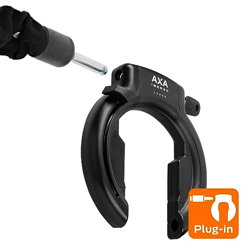 AXA Imenso Large Retractable, bicycle frame lock, removable key, 75 mm wide opening, security level 12, compatible with plug-in chain, black