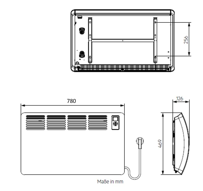 AEG Wall Convector WKL 2000 Comfort, electric heating energy-saving, 2000 W for approx. 25 m², VDE approved, LCD display, weekly timer, 120 min timer, Silent Mode, 238720.