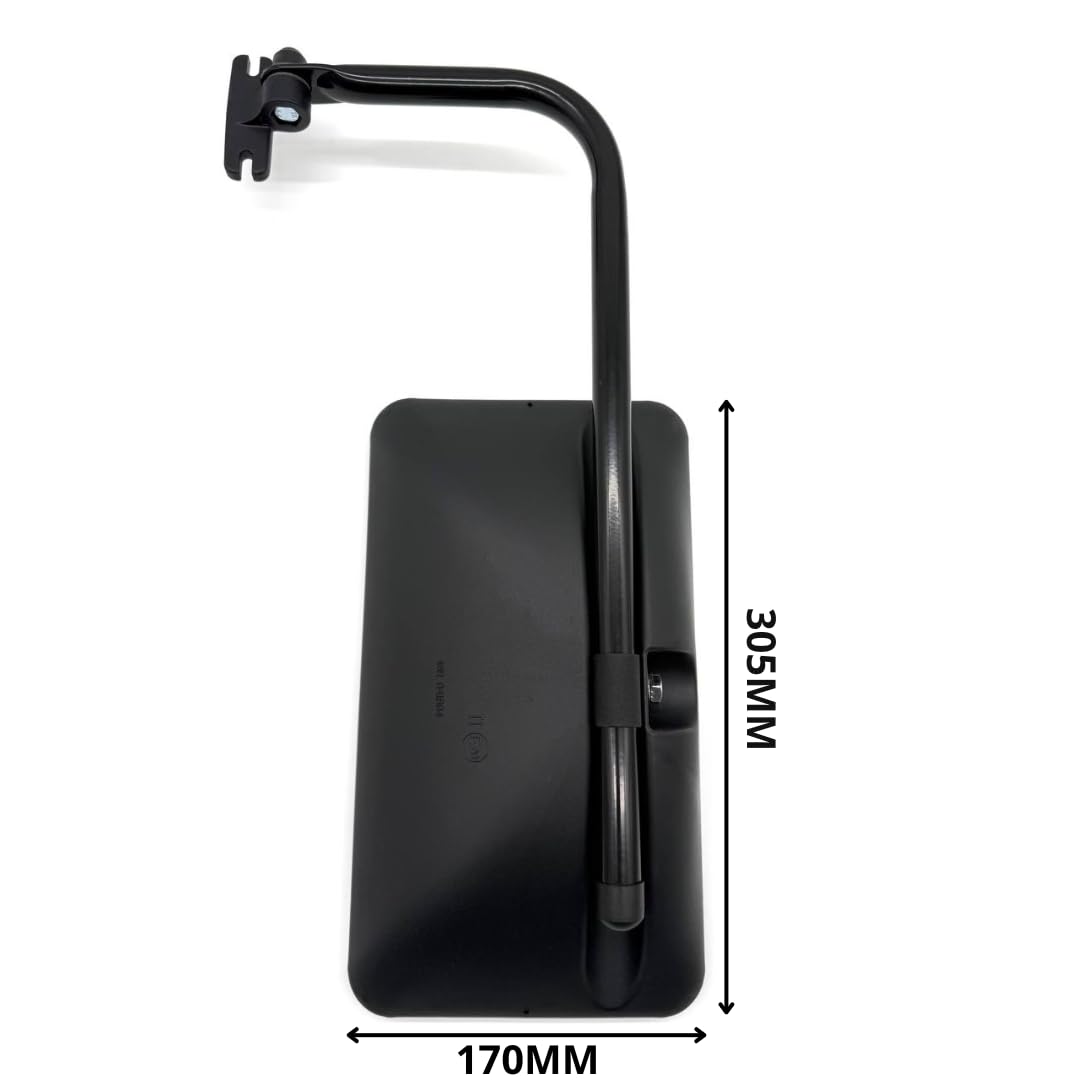 2x exterior mirrors 305x170 ø14-18 for tractor, truck, excavator with mirror holder and arm.