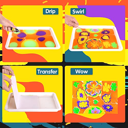 Water marbling paint for kids - arts and crafts for girls and boys, craft kits, for children aged 6 years and older...