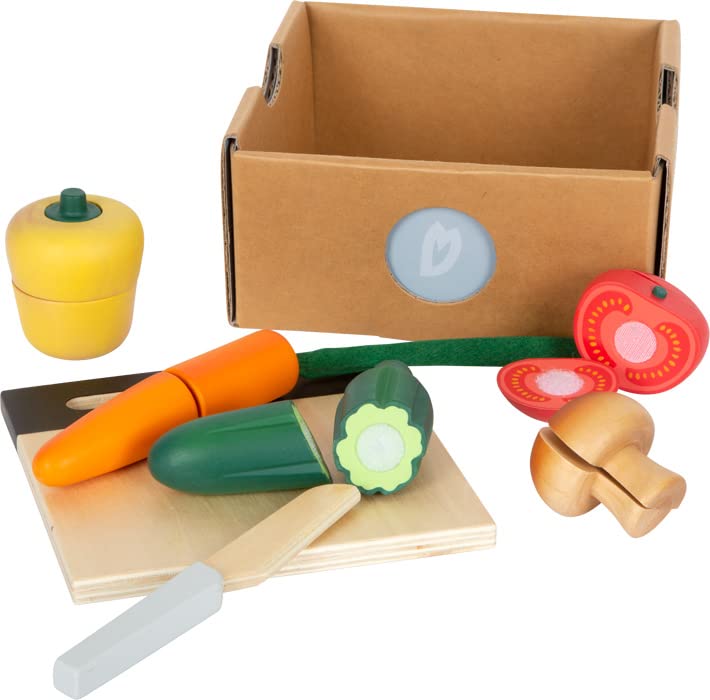 Small Foot cutting set vegetables "fresh" made of wood, food for children's kitchen, role play toy for ages 2 and up, 12329