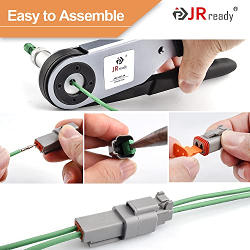 JRready DT Series Connector 12 Pin Gray Waterproof Electrical Wire Connector Plug Receptacle with Round Contact and Seal Plug, 3 Sets