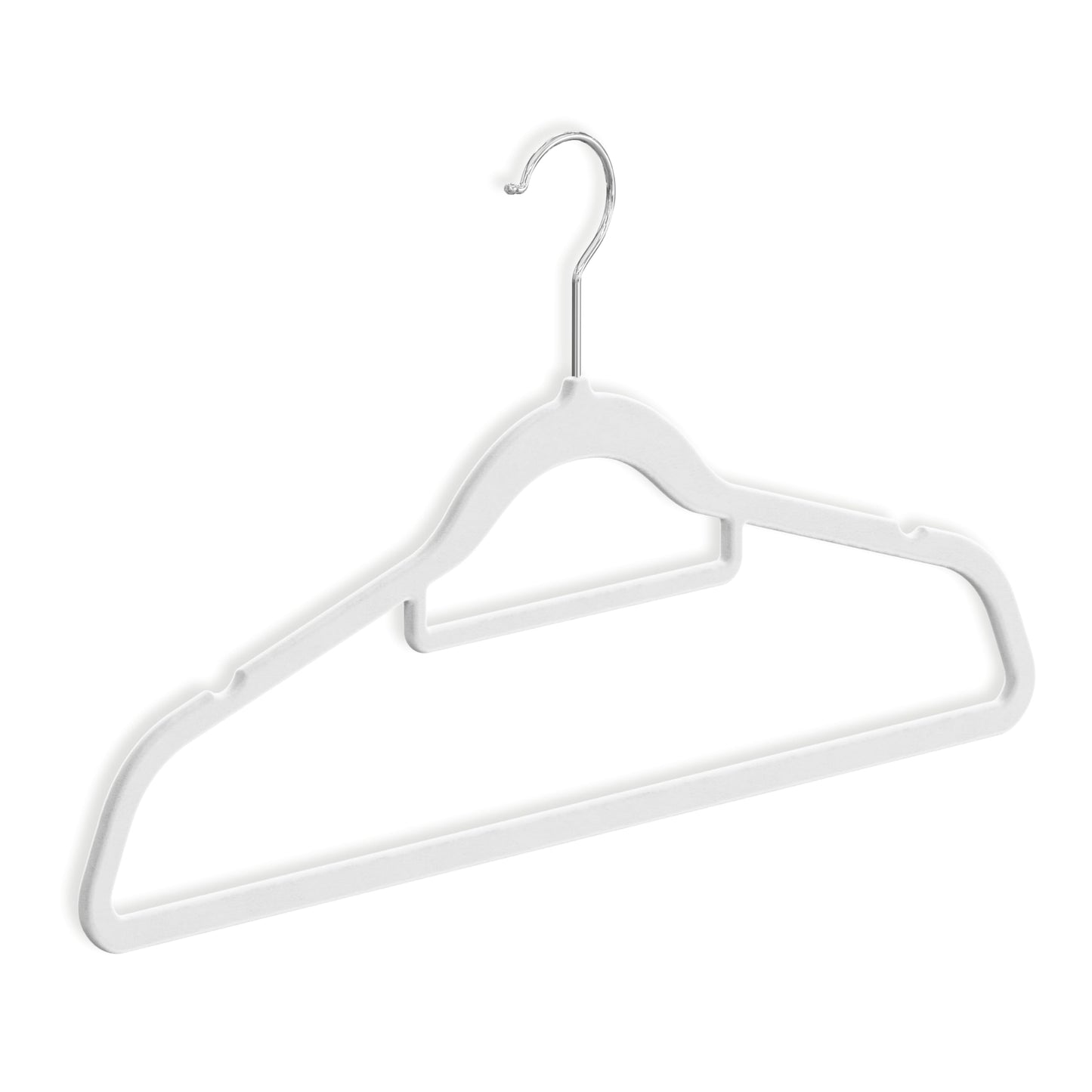 OGIVO Velvet Hangers - 50 pack - Non-slip hangers for your wardrobe - small rod for ties - 360° swivel hooks - notches in shoulder area - Hangers Clothes (White)
