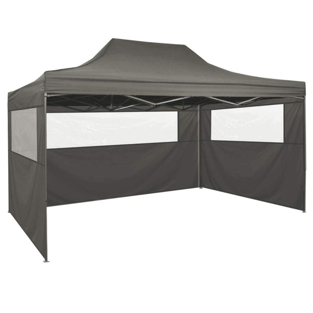 Festnight Pop-Up Canopy with 4 Sidewalls | Party Tent | Garden Tent | Garden Pavilion | Event Tent | Event Pavilion | Anthracite Oxford 3 x 4.5 m