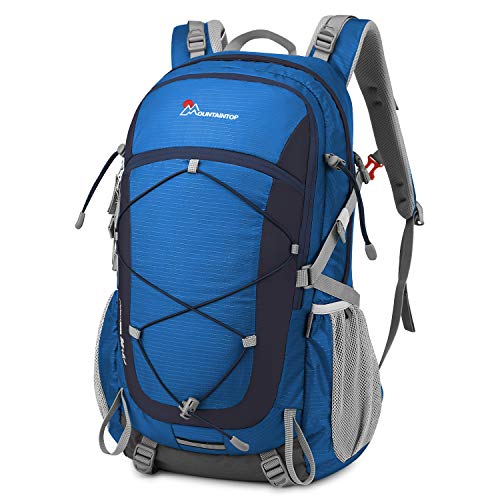 MOUNTAINTOP 40L hiking backpack with rain cover for backpacking, camping, cycling, and travel.