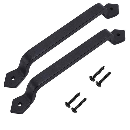 WANLIAN 11-inch antique solid heavy cast iron door handle door pull barn door handle gloves, outdoor, garage, wardrobe, indoor black (2 pack)