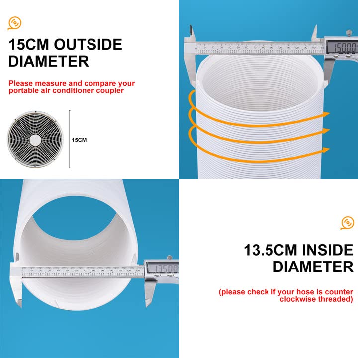 2023 Mobile Climate Hose new upgrade, kitchen exhaust hose, exhaust hose 150mm, portable climate exhaust hose, heat resistant, used for air conditioning, dehumidifier, dryer