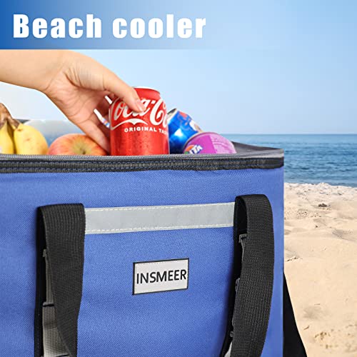 INSMEER 48L Cooler Bag Large Foldable, 65 Can Cooler Bag Thermal Bag Insulated Bag for Drinks, XXL Waterproof Heat Resistant Shopping Bag for Excursion, Picnic, Camping, Hiking, Beach