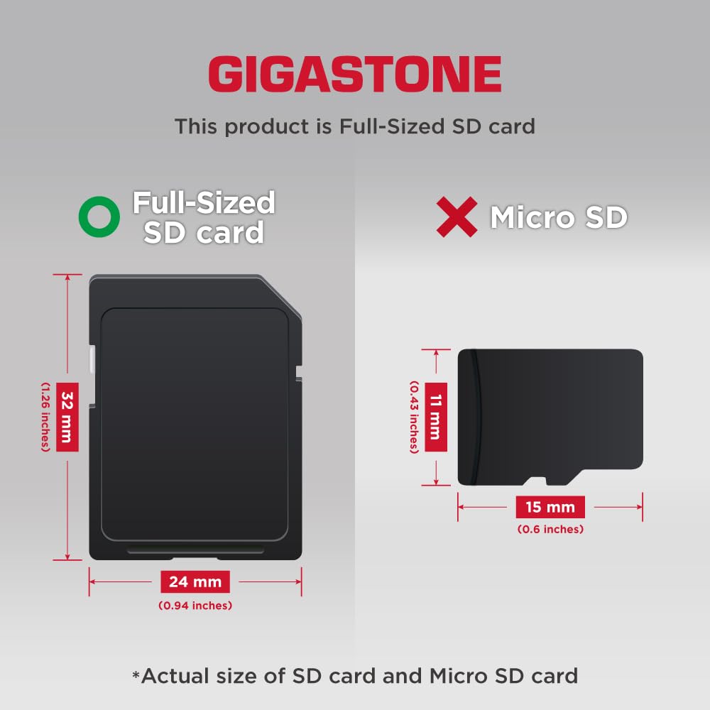 GIGASTONE 32GB SDHC memory card 2-pack, Camera Pro, up to 100 MB/s, compatible with Canon Olympus digital cameras, Full HD video recording, A1 V10 UHS-I U1 Class 10.