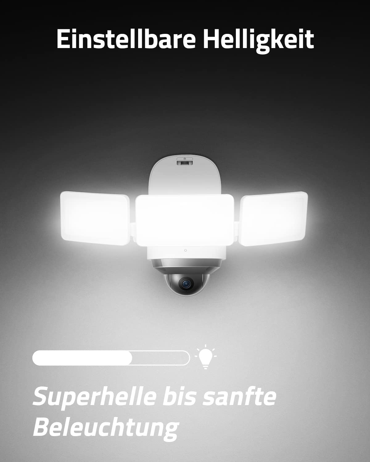 eufy Security Floodlight Cam 2 Pro surveillance camera with spotlight, 360-degree pan and tilt function, 2K Full HD, smart lighting, weatherproof, A.I. technology, free usage.