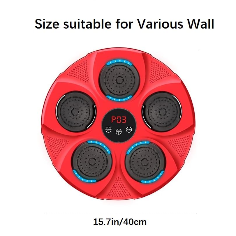 INMORVEN Music Box Machine, Punching Bag Kids Wall Mount for Boxing Equipment 15.7 Inches, Smart Electronic for Home, Focus Agility Training for Kids and Adults (Red)