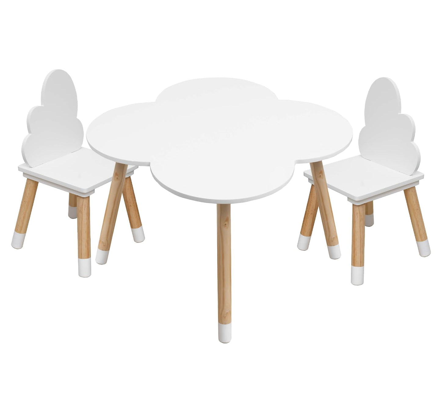 Rebecca Mobili Children's Table and Chairs Set, Chairs and Table for Kids' Room Furniture Light Brown White, MDF, Nordic Style - Size: 44 x 60 x 60 cm / 50 x 25 x 25 cm - Art. RE6733