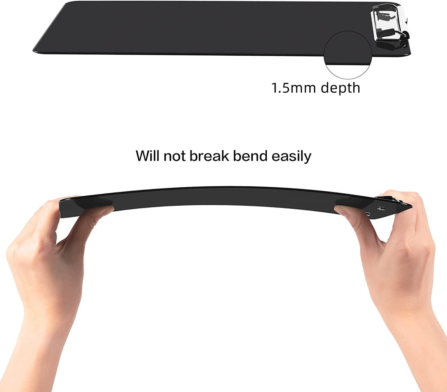 A4 Clipboard, 6-pack A4 Clipboard with rubber-coated metal clip Clipboard Writing Pad for students, office - Black