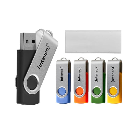 Intenso Basic Line USB Sticks Multipack 10x 16GB, USB 2.0, including labeling stickers, colorful