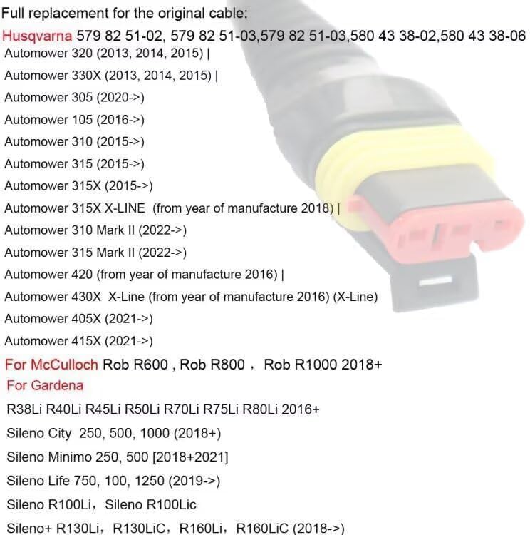 ENJOY-UNIQUE 28V 1.3A power supply adapter charger cable for robotic lawnmower compatible with Gardena R38Li R40Li R45Li R50Li R70Li R75Li R80Li 2016+, Sileno City/Life/Minimo 2018+, McCulloch Rob R600 R800 R1000