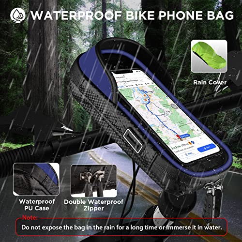 Vitalismo Waterproof Phone Holder Bike Handlebar Bag with 360° Rotatable Bike Mount for 7 Inch Smartphone GPS with Rain Cover.