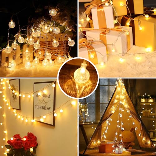 vutizal Indoor Christmas Tree Lights with Plug - 18M 100 LED Ball String Lights with 8 Modes IP44 Waterproof, LED String Lights for Indoor and Outdoor, Perfect for Christmas decorations, Kids room, Balcony