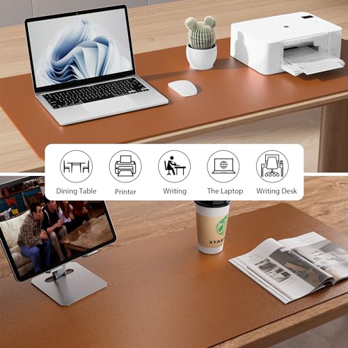Aothia desk pad, mouse pad, office desk mat, non-slip PU leather desk mat, waterproof writing pad for office and home (Brown, 23.6" x 13.7")