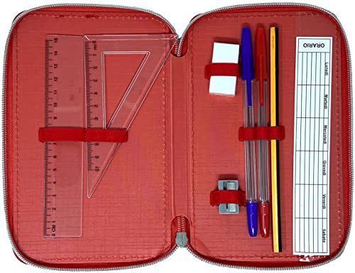 Clondo Triple Filled Pencil Case for Kids, for Spiderman Fans, Boys, 44 School Supplies, 3 Zippers, Colored Pencils, Markers