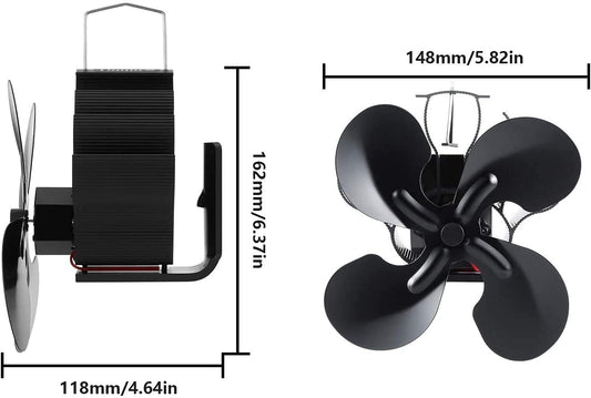 4 Blade Stove Fan with Screwdriver Wood Stove Pipe Fan, Heat Powered, Environmentally Friendly on Chimney for Wood Burner/Stove Fans