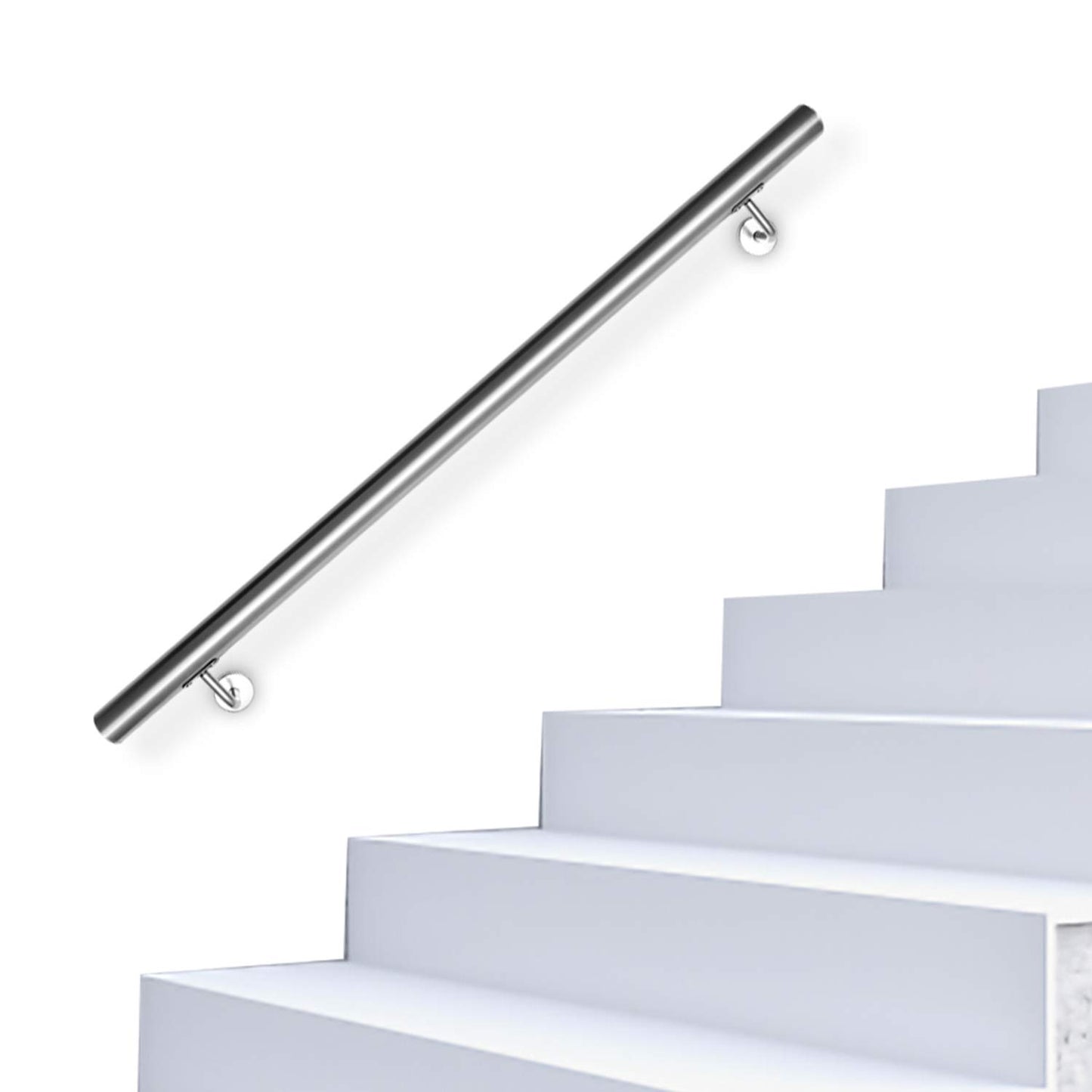 Jopassy stainless steel handrail stair railing, non-slip handrail 50 cm, railing wall handrail for outdoor & indoor with wall brackets, mounting material.