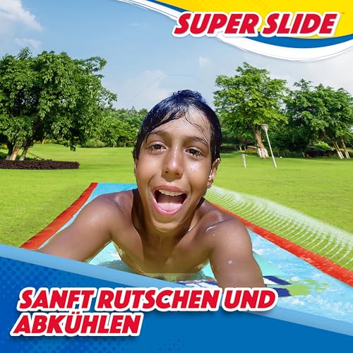 Wahu - SUPER SLIDE – 7.5m water slide for kids 5+ – Outdoor water toy for garden – Water slide with sprinkler – Summer fun water activity – Easily attach to garden hose.