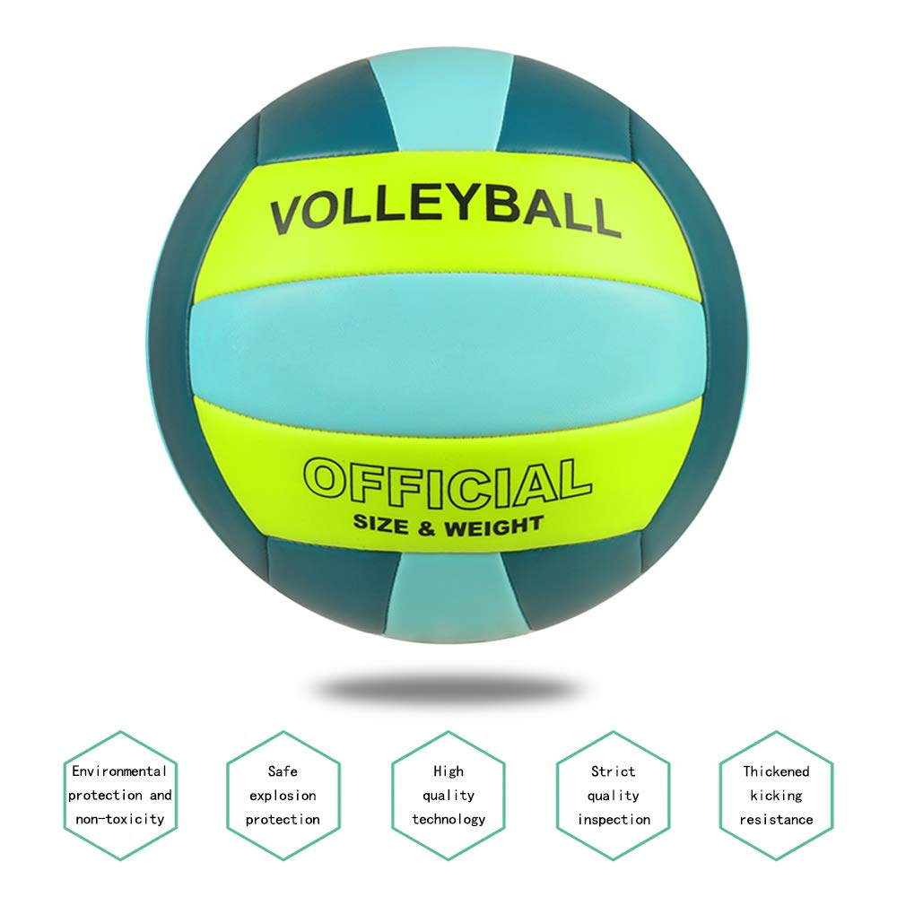 PECOGO Volleyball Size 5 PU Leather Soft Indoor Outdoor Volleyballs Sports Training Game Ball for Beginners, Teens, Adults, 8.2