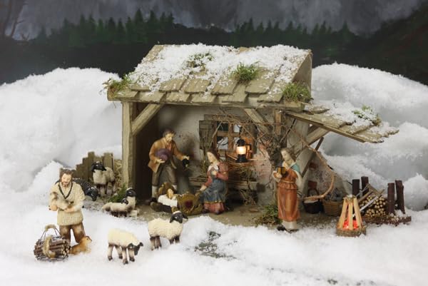 2X FADED Fountain, with pump/Height: 19cm/Hand-painted/detailed nativity figures - Christmas table decoration nativity accessory