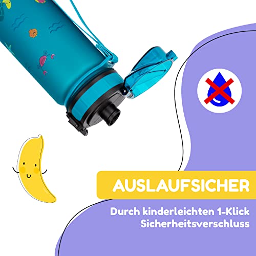 Slurp-Snap Kids Water Bottle Leakproof 0.5L, Sports Water Bottle for School, Hiking & Gym, Tasteless 500ml Water Bottle with Fruit Infuser, BPA-Free.