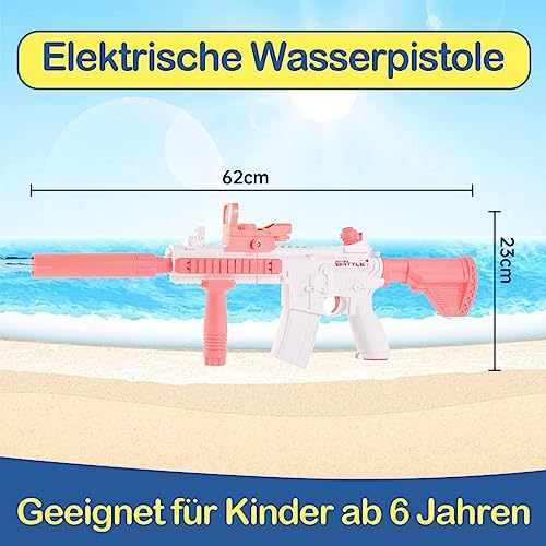 Maxee Electric Water Gun, M416 One-Button Automatic Squirt Gun 26-32 ft with Long Range, Water Toy Guns for Kids Adults Summer Pool Party Beach Outdoor - Pink