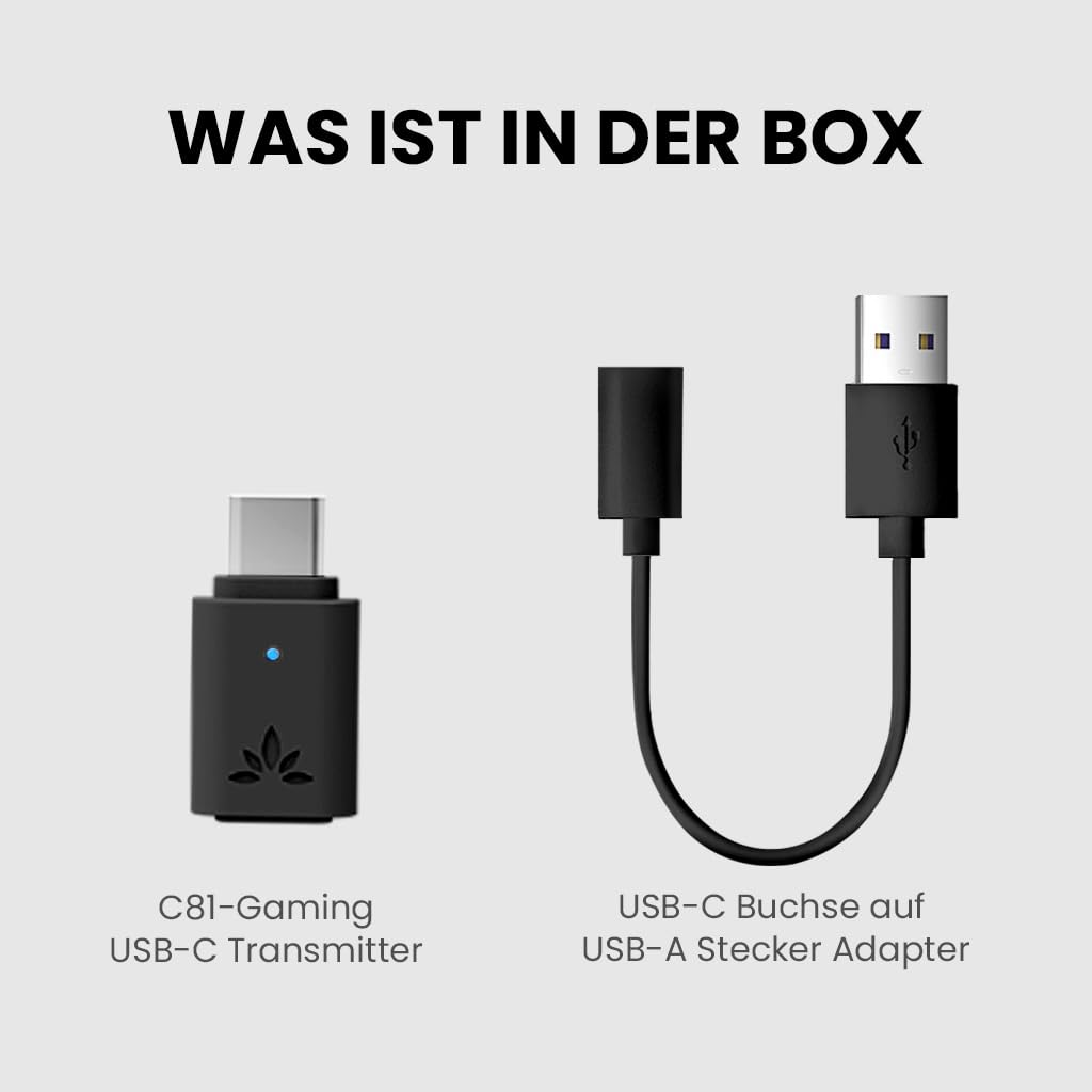 Avantree C81-Gaming - USB-C Bluetooth 5.3 audio adapter for PS5, Qualcomm chip, aptX Adaptive & HD, premium sound, compatible with AirPods, Bose headphones & more.