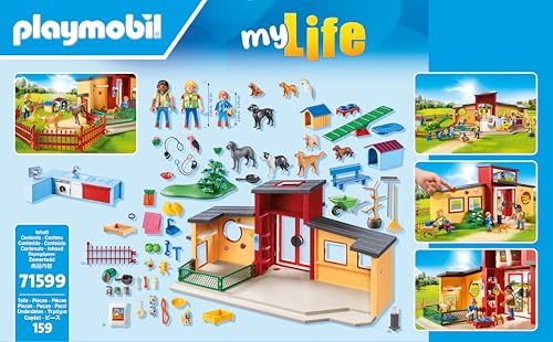 PLAYMOBIL MyLife 71599 Animal Hotel 'Paw', large pet hotel with 10 animals, great care accessories and cute decorative stickers, detailed toy for children aged 4 and up