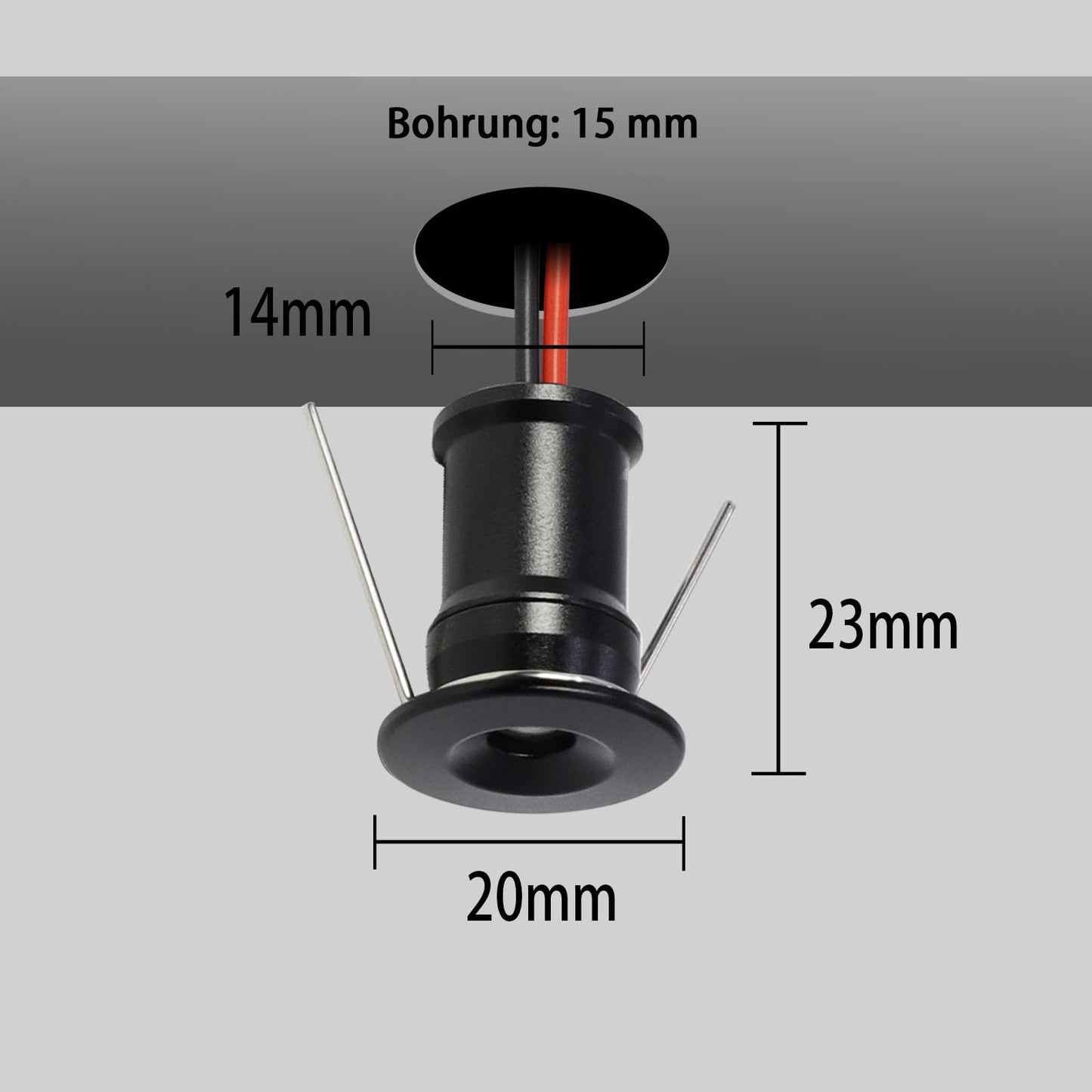 kpslucerna Mini LED Spot recessed ceiling light 9 pieces 12V 1W, the built-in lamp, IP65 spot, Built-in ceiling light for kitchen, stairs, closet, hallway (Black cover warm white 120°)